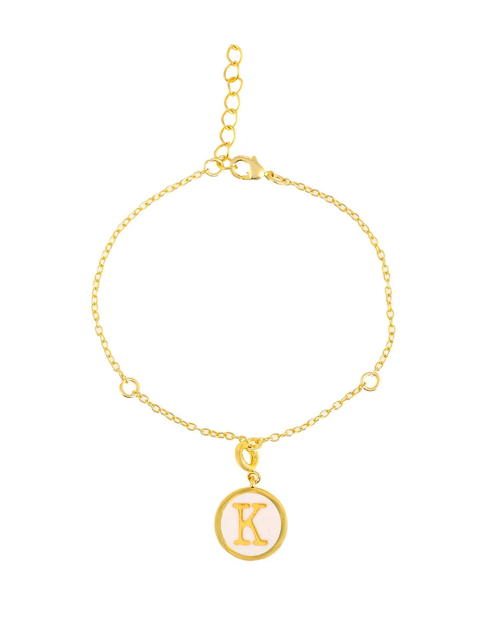 Alphabet K White Enamel Charm - Voylla