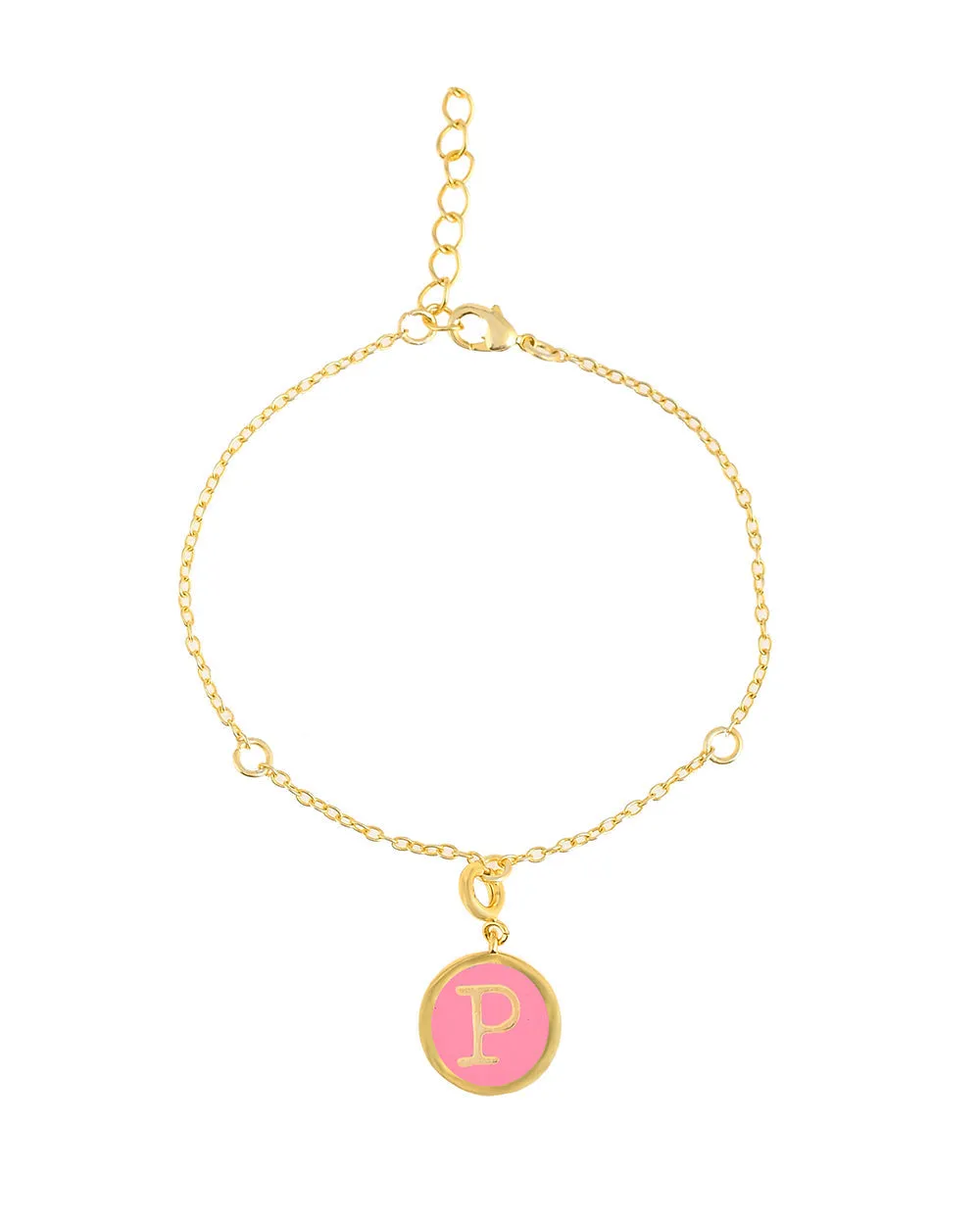 Alphabet P Pink Enamel Charm - Voylla