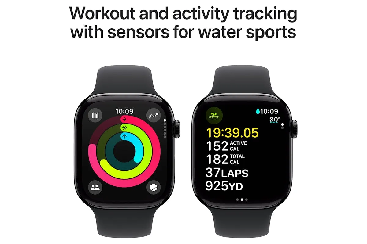 Apple Watch Series 10 GPS   Cellular | 46mm | Jet Black Aluminium Case with Black Sport Band M/L