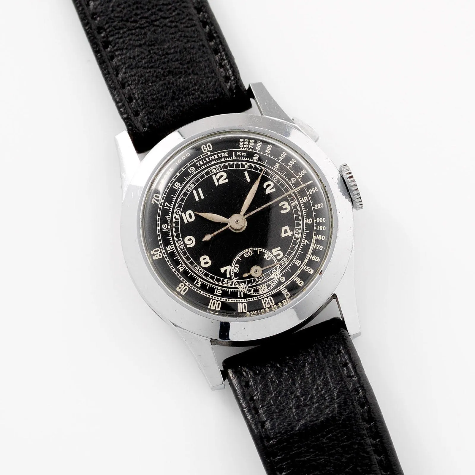 Black Dial Telemeter Chronograph Watch 1940s