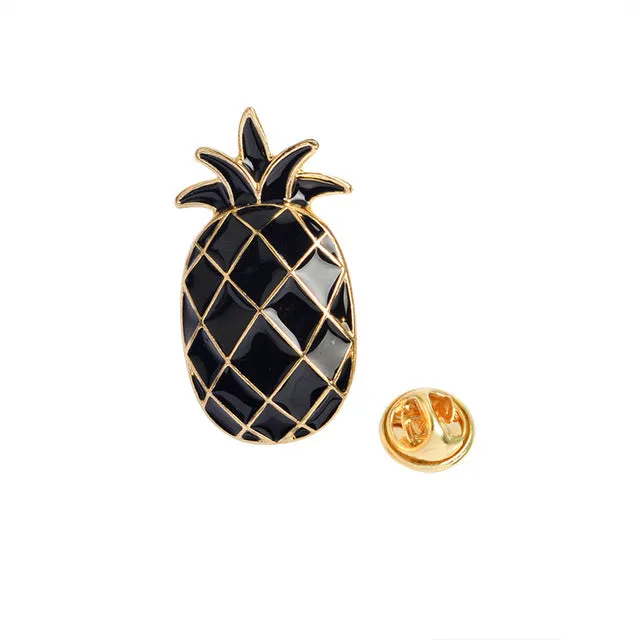 Black Pink Pineapple Apple House Fox Snow Mountain Shell Brooch Button Pins Denim Jacket Pin Badge Cartoon Fashion Jewelry Gift