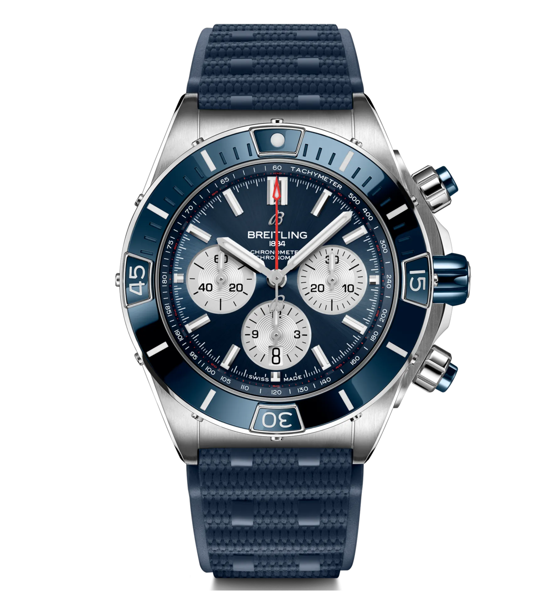 Breitling Super Chronomat B01 44 with Blue Rubber Strap