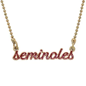 Canvas Seminoles Enamel Script 16" Necklace