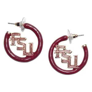 Canvas Stacked FSU Enamel Hoop Earrings