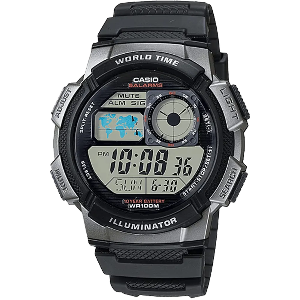 Casio Classic World Time Digital Watch w/ 100 Meter Water-Resistance