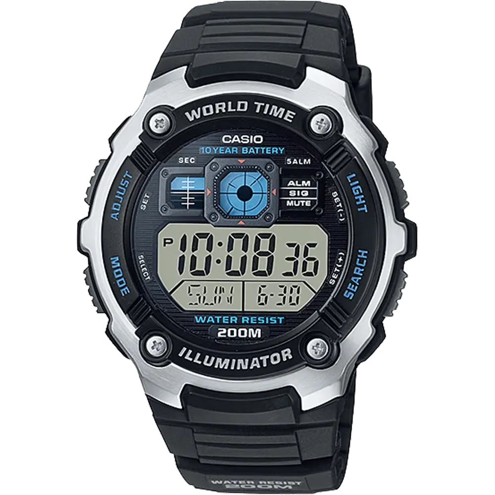 Casio Classic World Time Digital Watch w/ 200 Meter Water-Resistance