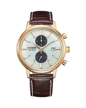 Citizen Brown Leather Chronograph Dress Watch CA7063-12A