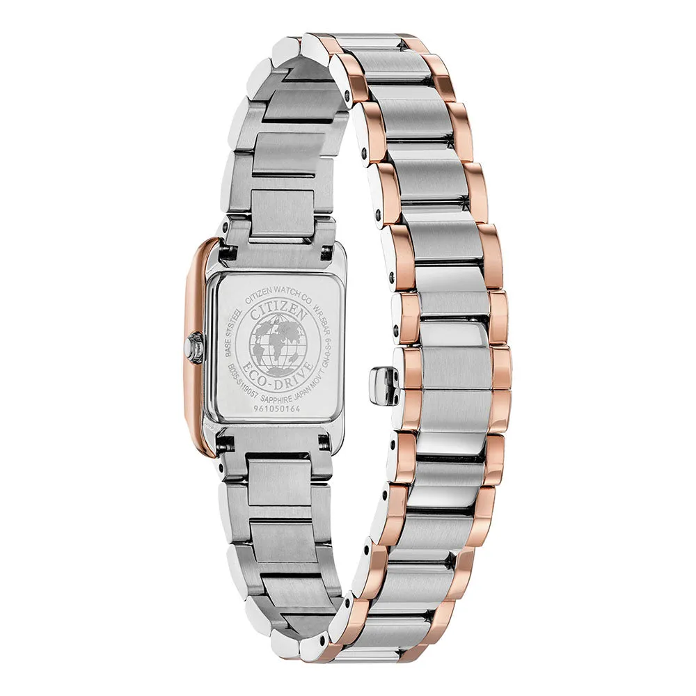 Citizen Womens Bianca White Dial Multicolor Silver Gold Band Diamond Watch - EW5556-52D