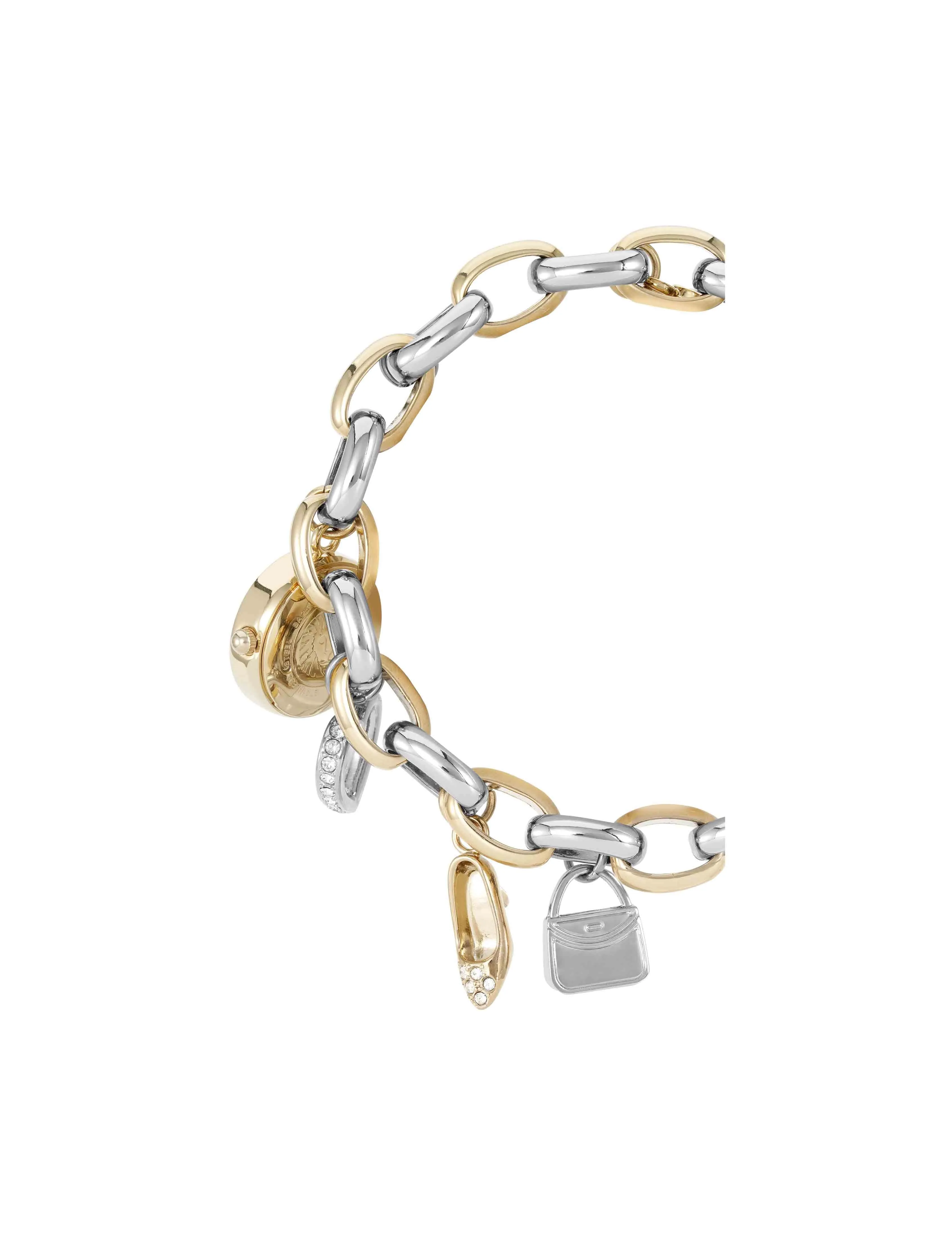 Crystal Accented Charm Bracelet Watch