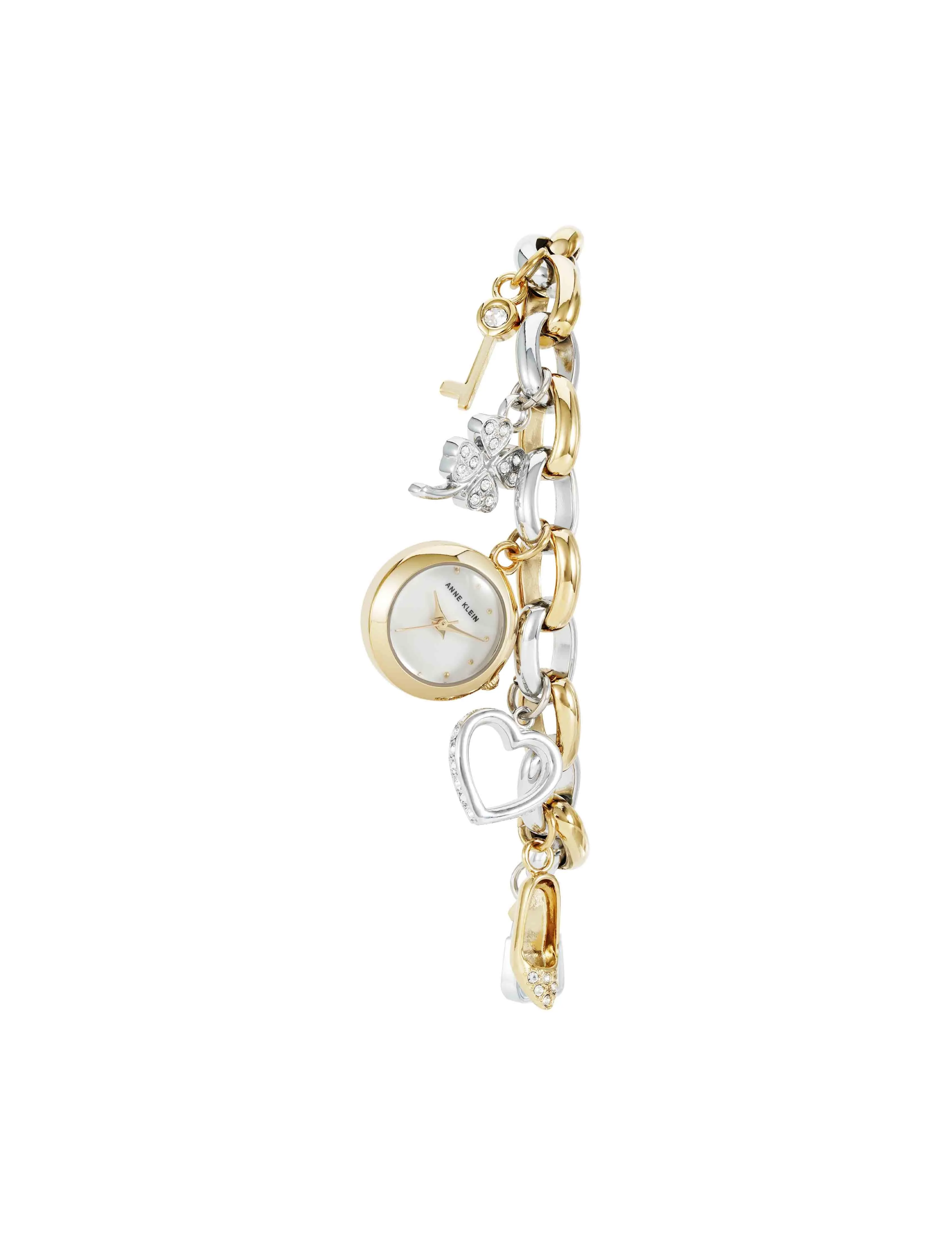 Crystal Accented Charm Bracelet Watch