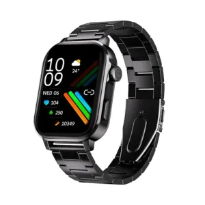 Cultsport Ace X Luxe 1.96" AMOLED Smartwatch, Premium Metallic Build Smartwatch, Always On Display, Bluetooth Calling, Live Cricket Score,Functional Crown(Luxe Black Steel)