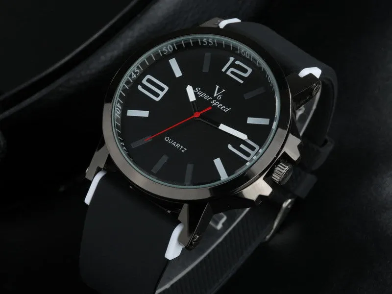 Fashion Wristwatches Clock Male V6 Brand Quartz Man Watches Silicone Wrist Band Watch Sports Men's Water proof watches Quality