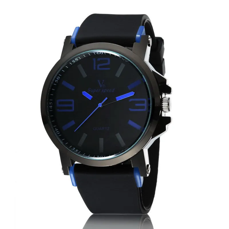 Fashion Wristwatches Clock Male V6 Brand Quartz Man Watches Silicone Wrist Band Watch Sports Men's Water proof watches Quality