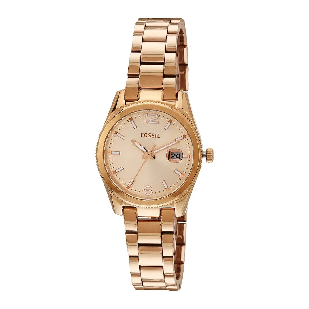 Fossil Women's Small Perfect Boyfriend Three-Hand Stainless Steel Watch Rose Gold Tone - ES3584