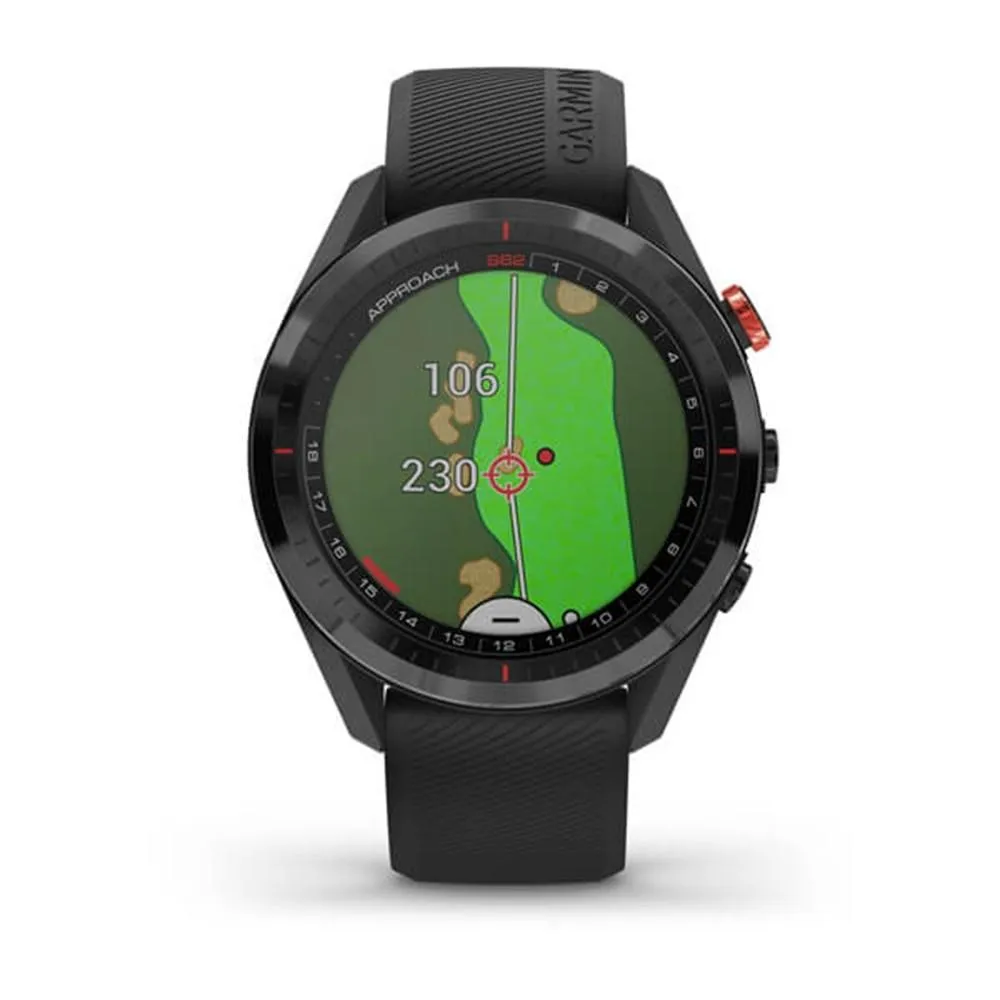 Garmin Approach S62 Black Silicone Band Sport GPS Golf Smartwatch & CT10 Tracker Bundle - 010-02200-02