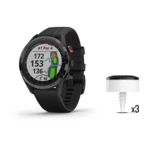 Garmin Approach S62 Black Silicone Band Sport GPS Golf Smartwatch & CT10 Tracker Bundle - 010-02200-02