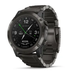 Garmin D2 Delta PX DLC Titanium Band Black Dial Aviator Smart Watch - 010-01989-30