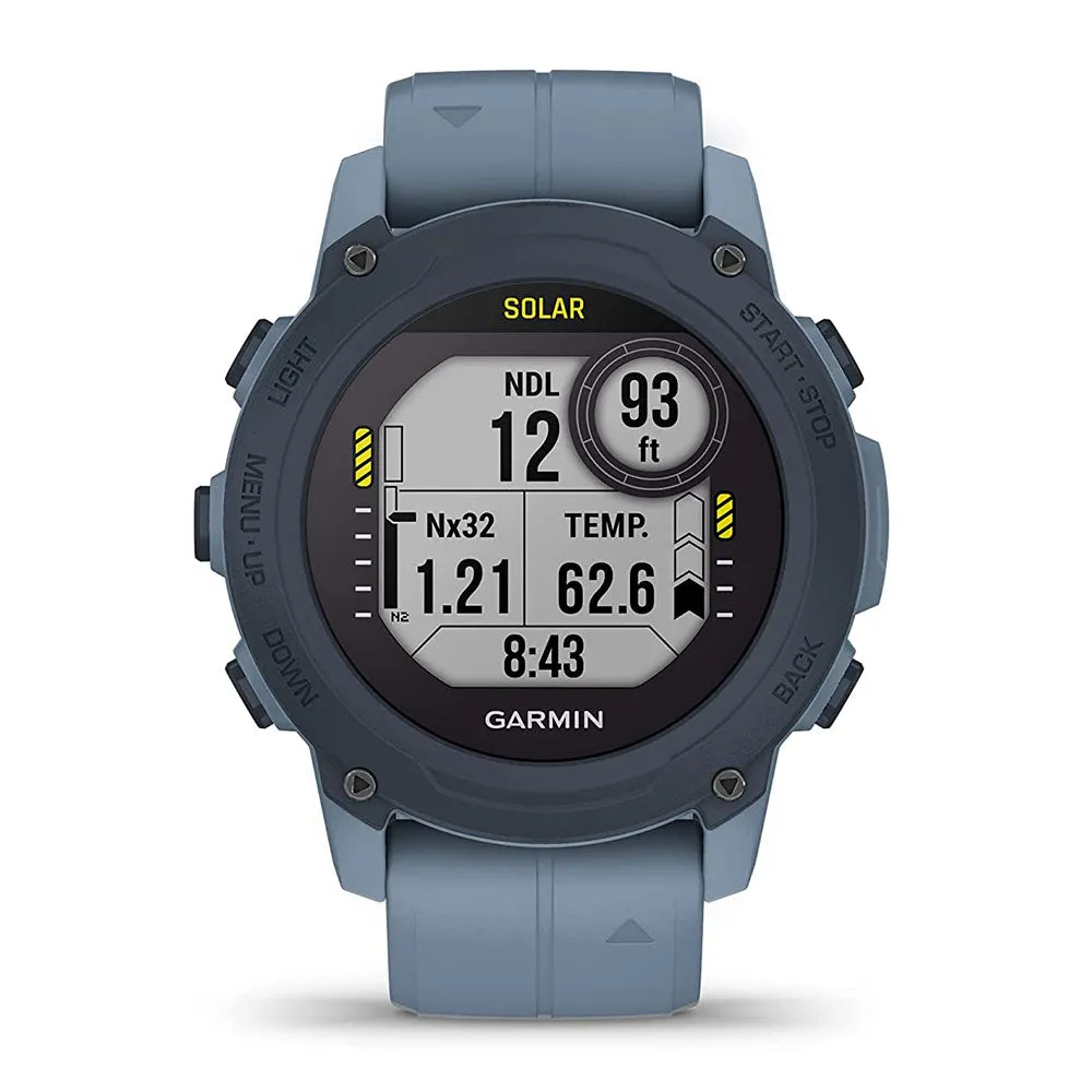 Garmin Descent G1 Solar Hurricane Blue Rugged Dive Computer Solar Charging Capabilities Multiple Dive Modes Activity Tracking Smartwatch- 010-02604-03