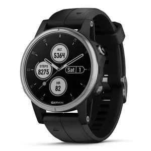 Garmin fenix 5S Plus Silver with Black Rubber Strap Smart Watch - 010-01987-20