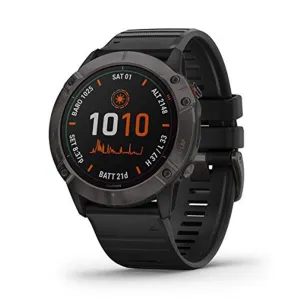 Garmin fenix 6X Pro Solar Dark Gray/Black Silicone Band Black Digital Dial GPS Smart Watch - 010-02157-20