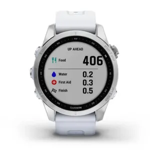 Garmin fenix 7S – Standard Edition Silver with Whitestone Band Touchscreen Smaller Sized Adventure smartwatch - 010-02539-02