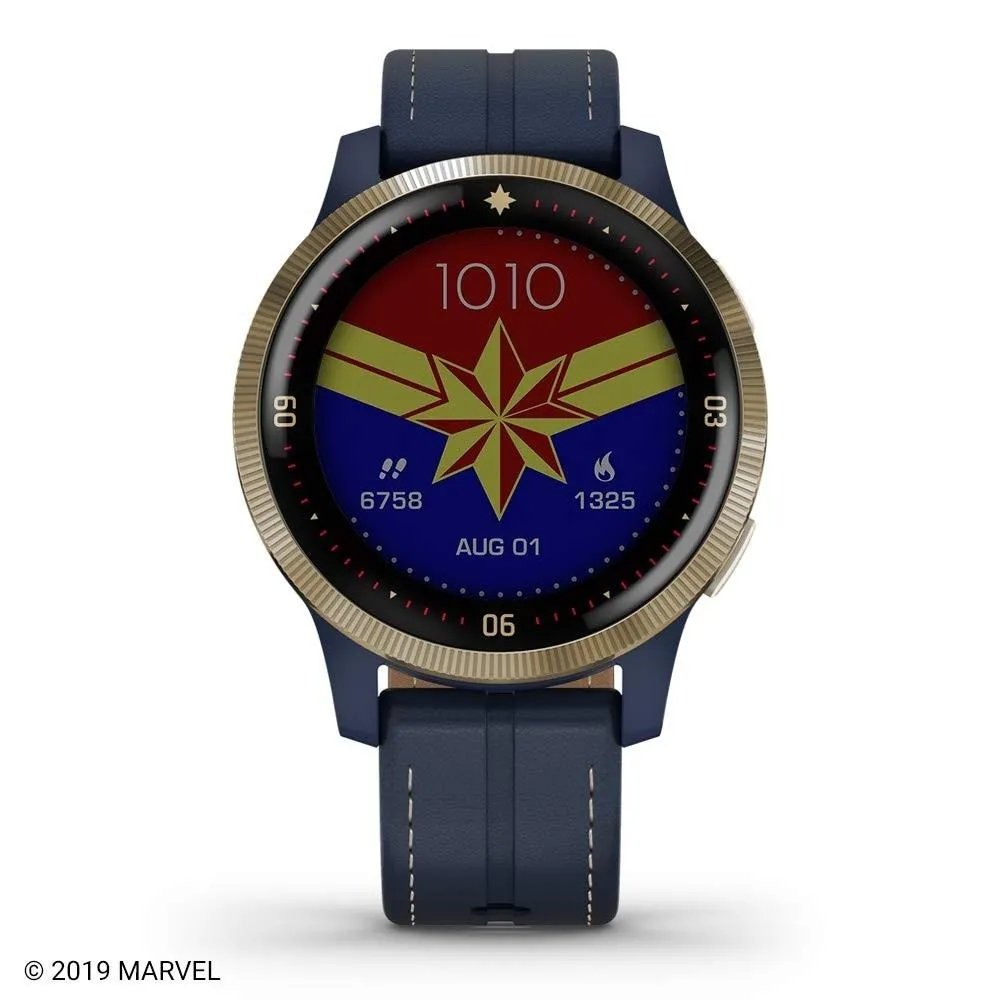 Garmin Legacy Hero Captain Marvel Blue Leather Band Blue Digital Dial Smart Watch - 010-02172-41