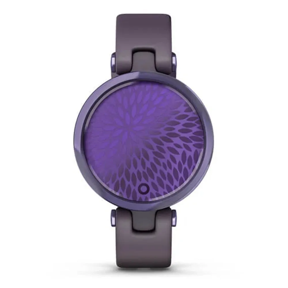 Garmin Lily Small GPS Touchscreen Patterned Lens Dark Purple Midnight Orchid Bezel with Deep Orchid Case and Silicone Band Smartwatch - 010-02384-02