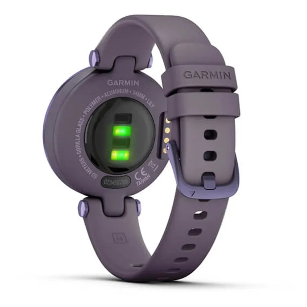 Garmin Lily Small GPS Touchscreen Patterned Lens Dark Purple Midnight Orchid Bezel with Deep Orchid Case and Silicone Band Smartwatch - 010-02384-02