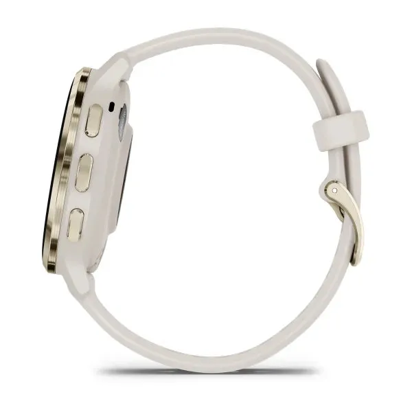 Garmin Venu 3S Soft Gold Stainless Steel Bezel Silicone Band - Ivory | 49-GAR-010-02785-04