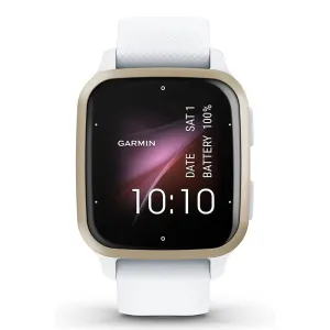 Garmin Venu Sq 2 Cream Gold Aluminum Bezel with White Case and Silicone Band All-Day Health Monitoring GPS Smartwatch - 010-02701-01