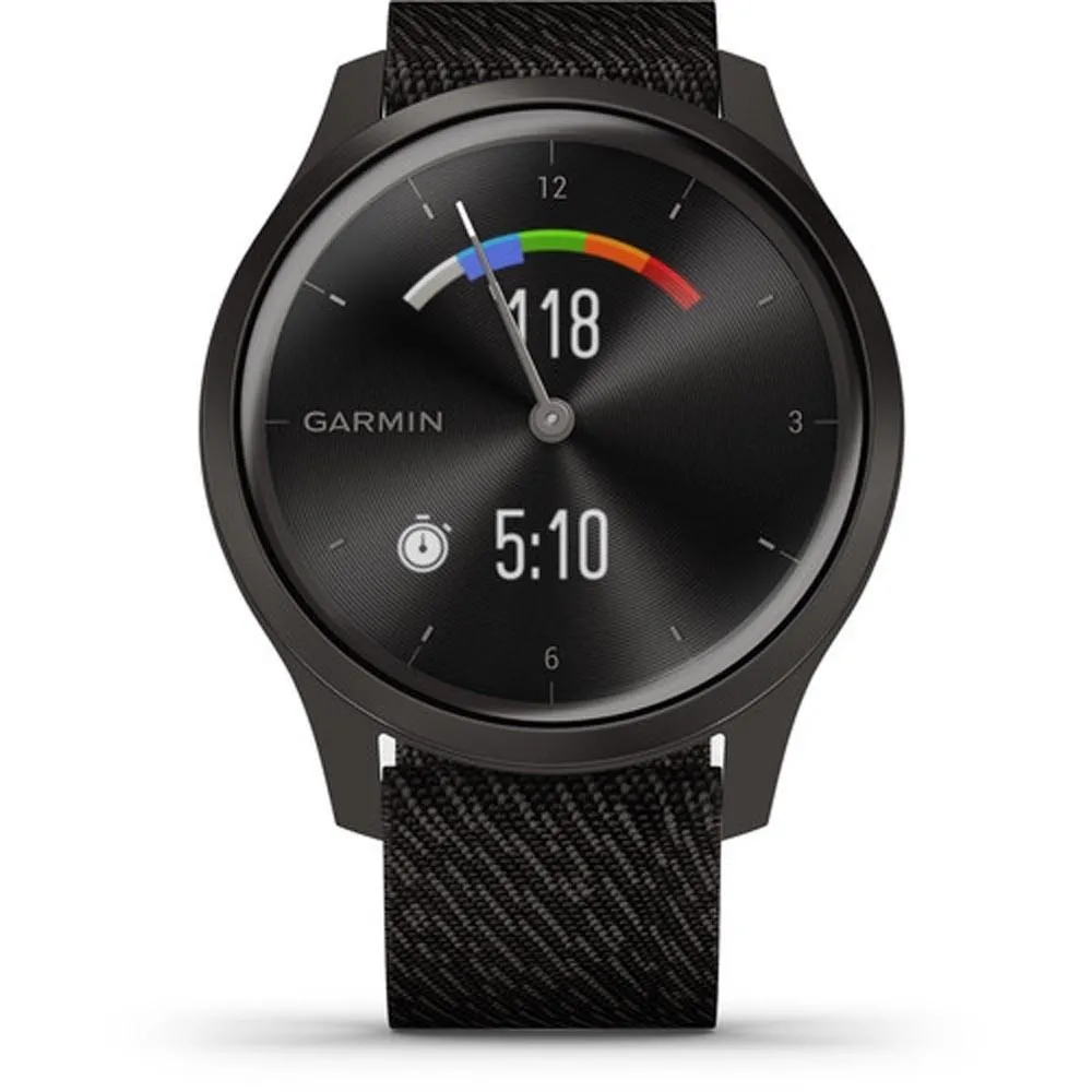 Garmin vivomove Black Pepper Nylon Band Light Black Quartz Dial Hybrid Watch - 010-02240-03