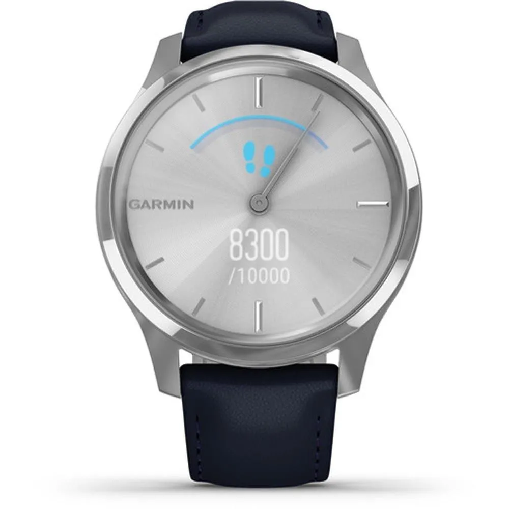 Garmin vivomove Luxe Navy Italian Leather Band Light Grey Ana-Digi Dial Hybrid Watch - 010-02241-00