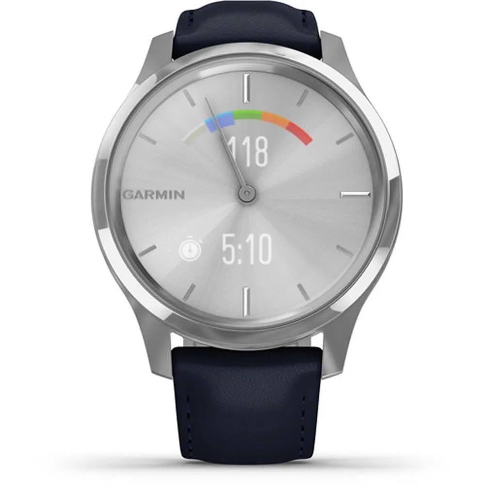 Garmin vivomove Luxe Navy Italian Leather Band Light Grey Ana-Digi Dial Hybrid Watch - 010-02241-00