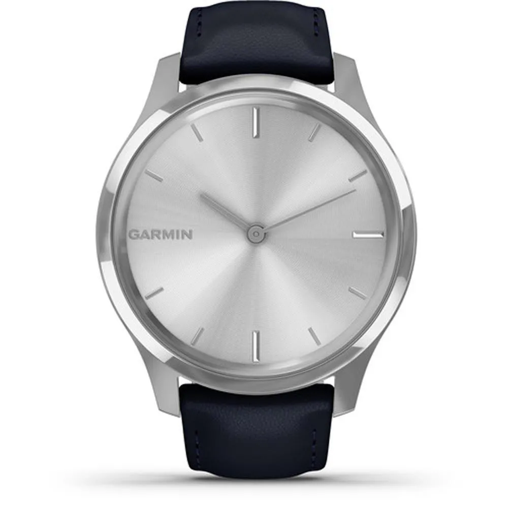 Garmin vivomove Luxe Navy Italian Leather Band Light Grey Ana-Digi Dial Hybrid Watch - 010-02241-00