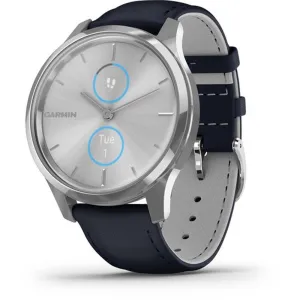 Garmin vivomove Luxe Navy Italian Leather Band Light Grey Ana-Digi Dial Hybrid Watch - 010-02241-00