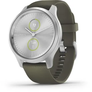 Garmin vivomove Moss Silicone Band Silver Quartz Dial Hybrid Watch - 010-02240-01