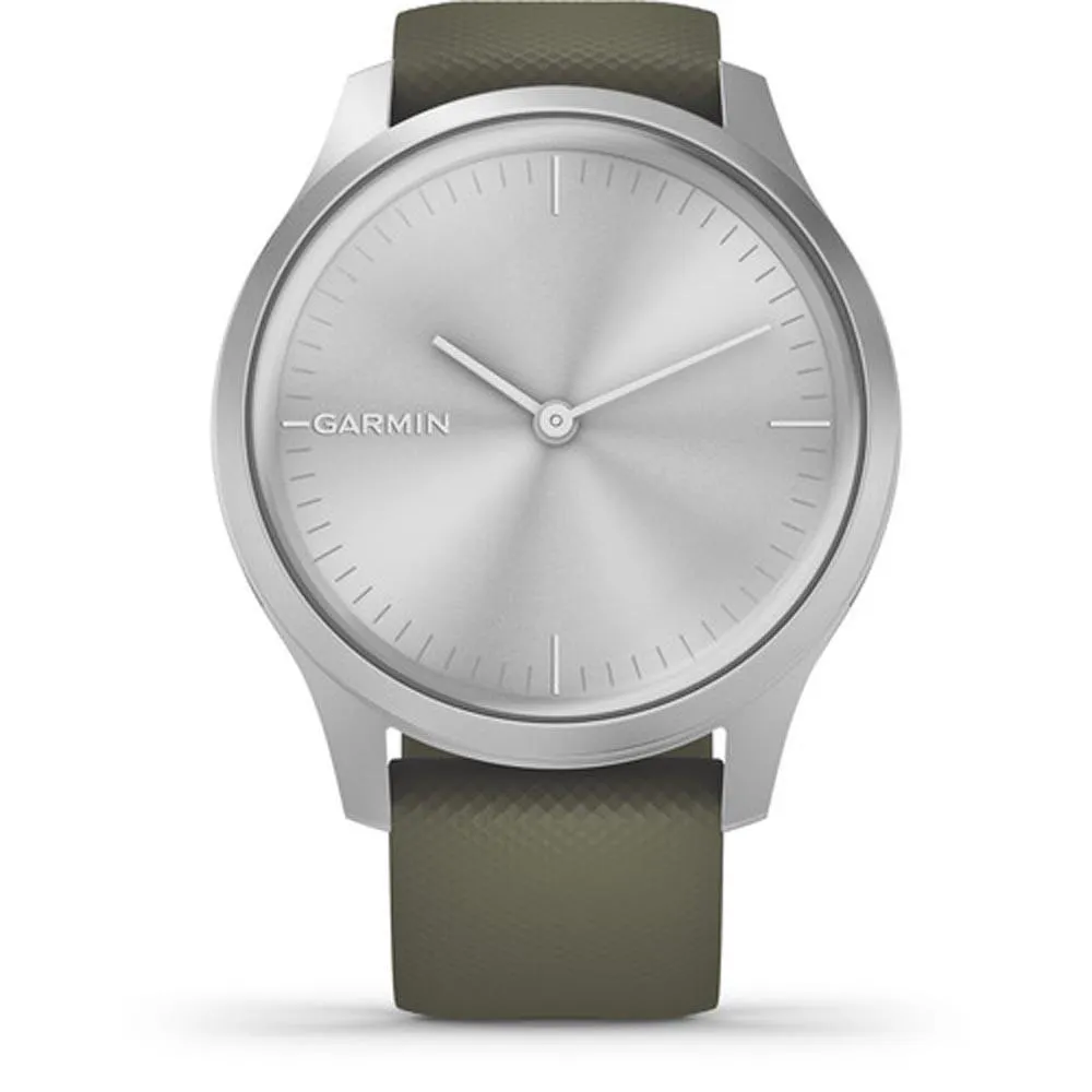 Garmin vivomove Moss Silicone Band Silver Quartz Dial Hybrid Watch - 010-02240-01