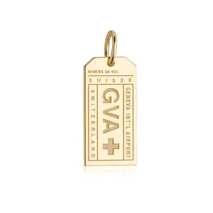 Geneva Swiss GVA Luggage Tag Charm Solid Gold