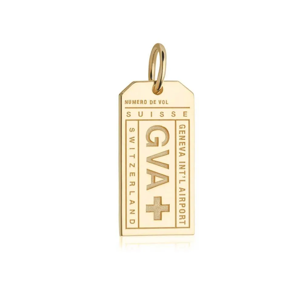 Geneva Swiss GVA Luggage Tag Charm Solid Gold