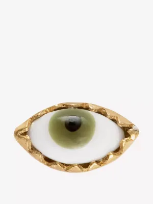 Gold-plated green eye stud earring