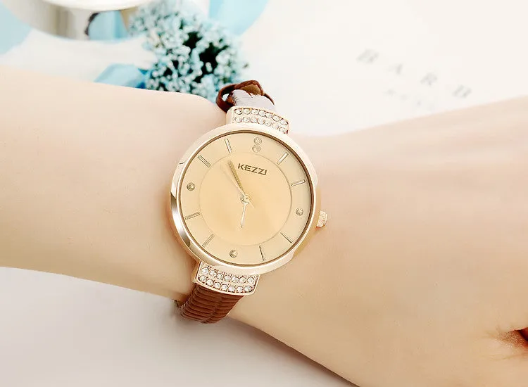 High Quality luxury Brand Leather Strap Watches Women fashion rhinestone Dress Watch Relogio Waterproof Ladies Watch Gift Clock