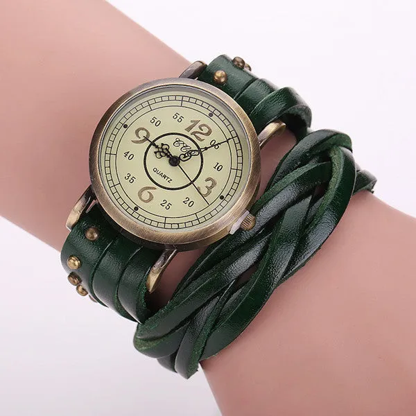 High Quality Vintage Cow Leather Rivet Watch Women Antique Wrist Watch Casual Quartz Watch Relogio Feminino Reloj Mujer