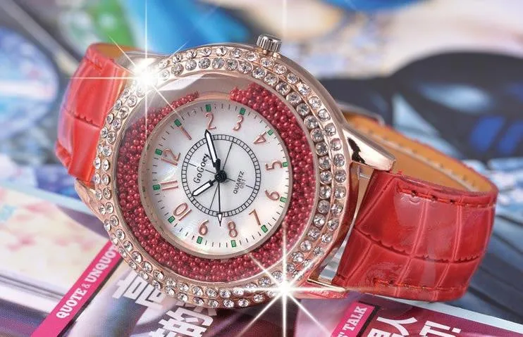 Hot Luxury Brand Diamond Orologio Donna Fashion Rhinestone Watch Women Casual Leather Clock Female Quartz Ladies Wristwatch