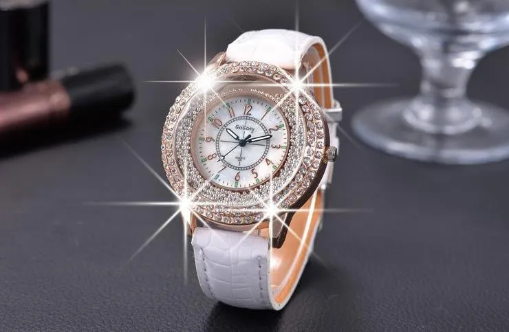 Hot Luxury Brand Diamond Orologio Donna Fashion Rhinestone Watch Women Casual Leather Clock Female Quartz Ladies Wristwatch