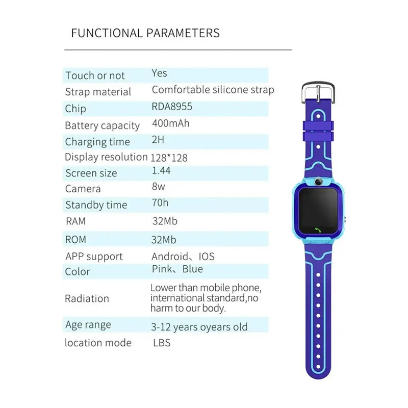 Kids Gps Smart Watch Blue