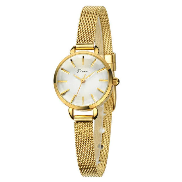 KIMIO New Women Watch Fashion Casual Analog Display Quartz Watch Luxury Gold Lady Watch Women Wristwatch quartz-watch