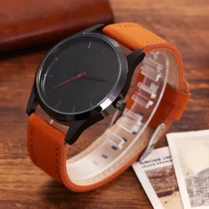 Leather Band Unisex Quartz Wrist Watch