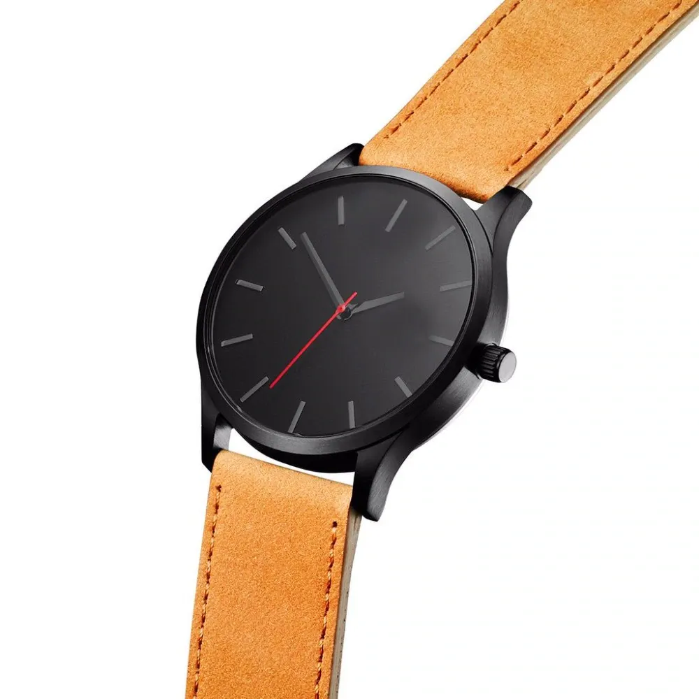 Leather Band Unisex Quartz Wrist Watch