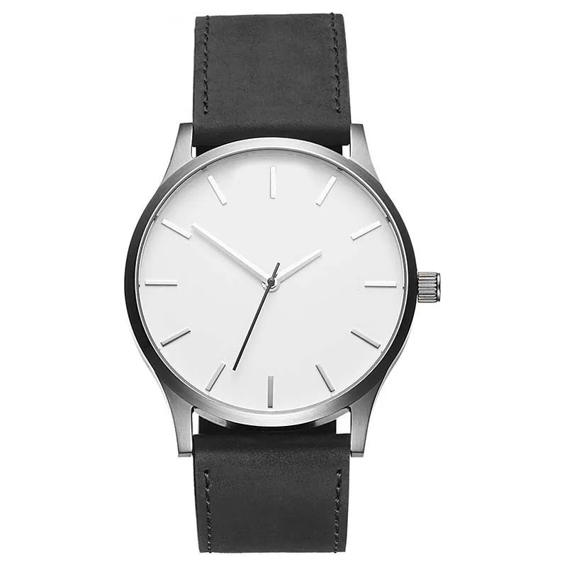 Leather Band Unisex Quartz Wrist Watch