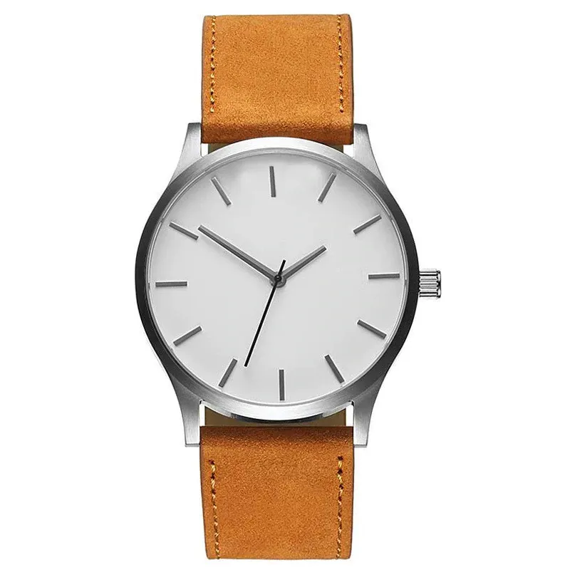 Leather Band Unisex Quartz Wrist Watch